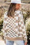 KaleaBoutique Checkered Print Drop Shoulder Round Neck Sweater - KaleaBoutique.com