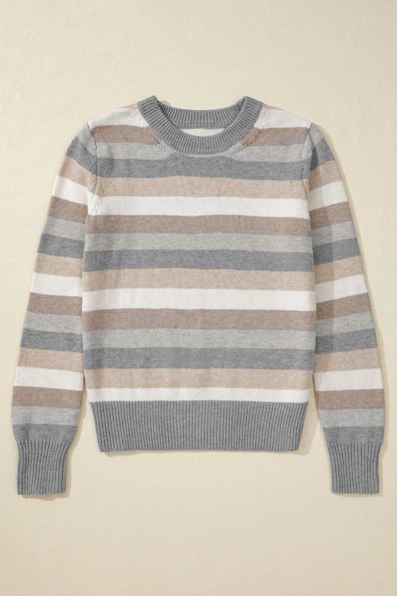 KaleaBoutique Color Block Ribbed Edge Round Neck Sweater - KaleaBoutique.com