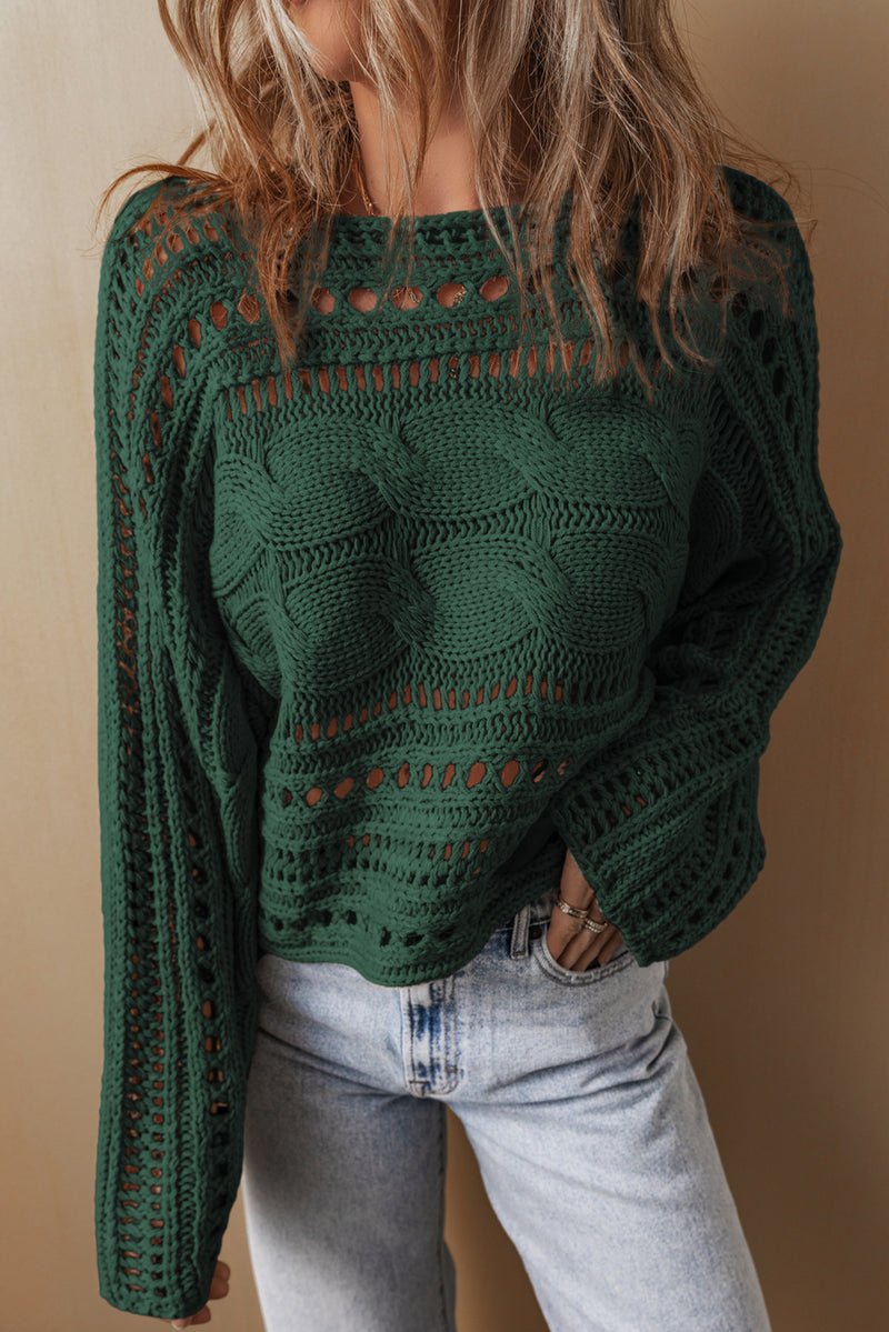 KaleaBoutique Hollow-out Cable Knit Cropped Sweater - KaleaBoutique.com