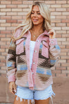 KaleaBoutique Western Aztec Print Sherpa Splicing Buttoned Flap Pocket Coat - KaleaBoutique.com