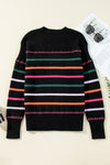 KaleaBoutique Colorful Striped Ribbed Trim Sweater - KaleaBoutique.com