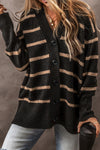 KaleaBoutique Stylish Buttoned V Neck Drop Shoulder Loose Cardigan - KaleaBoutique.com