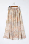 KaleaBoutique Boho Flower Print Smocked Waist Button Slit Maxi Skirt - KaleaBoutique.com