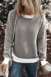 KaleaBoutique Contrast Edge Crew Neck Drop Shoulder Sweater - KaleaBoutique.com