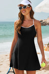 KaleaBoutique Sporty Ribbed Spaghetti Straps One Piece Swimdress