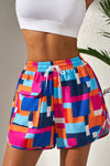 KaleaBoutique Stylish Geometric Printed Drawstring Waist Beach Shorts with Pockets