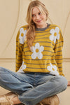 KaleaBoutique Daisy Floral Knitted Round Neck Sweater - KaleaBoutique.com