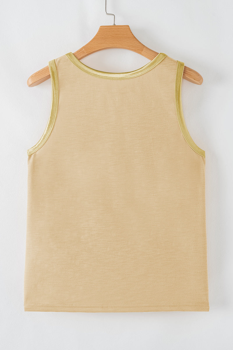 KaleaBoutique Metallic Sheen Edge Scoop Neck Tank Top - KaleaBoutique.com