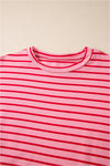 Striped 3/4 Sleeve Round Hem Shift T Shirt Dress - KaleaBoutique.com