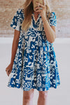 KaleaBoutique Ricrac Trim Split Neck Floral Loose Dress - KaleaBoutique.com