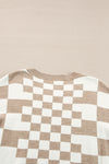 KaleaBoutique Checkered Print Drop Shoulder Round Neck Sweater - KaleaBoutique.com