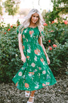 KaleaBoutique Floral Print Bubble Sleeve Smocked Tiered Midi Dress - KaleaBoutique.com