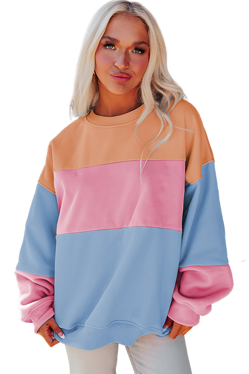 KaleaBoutique Colorblock Patchwork Drop Shoulder Sweatshirt - KaleaBoutique.com