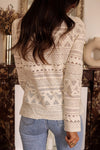 KaleaBoutique Geometric Lace Buttoned Decor Long Sleeve Blouse - KaleaBoutique.com