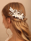 Ceramic Flower Pearl Bridal Hair Comb, Wedding Decorative Floral Hair Comb, Clay Flower White Hair Comb Hairpin - KaleaBoutique.com