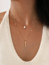 Double 2 PC Necklace Set Minimalist Dainty Bar Charm Two Chains Aesthetic Rhinestone Pendant Trendy Gem Charm Jewelry Set of 2 Necklaces - KaleaBoutique.com