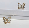 Clear Butterfly Stud Earrings, Gold Butterfly Earrings, S925 Hypoallergenic Glass Wing Butterfly Studs - KaleaBoutique.com