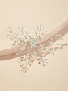 Oversized Bridal Crystal Bead Wire Hairpin, Wedding Crystal Floral Branch Hairpiece, Large Flower Hairpin - KaleaBoutique.com