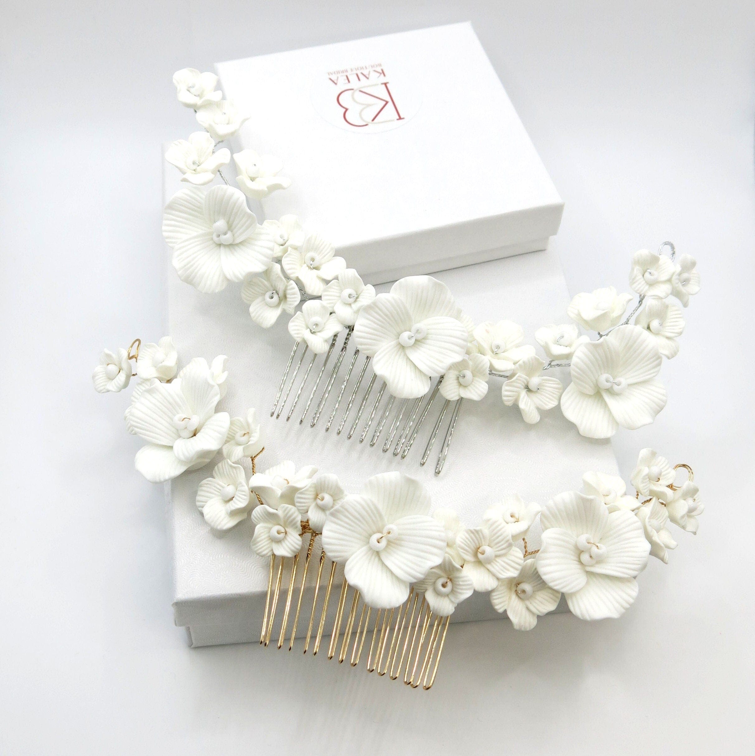 Floral Bridal Earring, Wedding Hair Comb, Wedding Jewellery Set, Floral Hair Comb, Wedding Earrings, Floral Hair Piece, retailer White Wreath