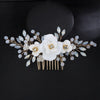 White Flower Opal Leaf Hair Comb, Milky Opal Crystal Bridal Hairpiece, Wedding Floral Hair Comb or Flower Hair Clips - KaleaBoutique.com