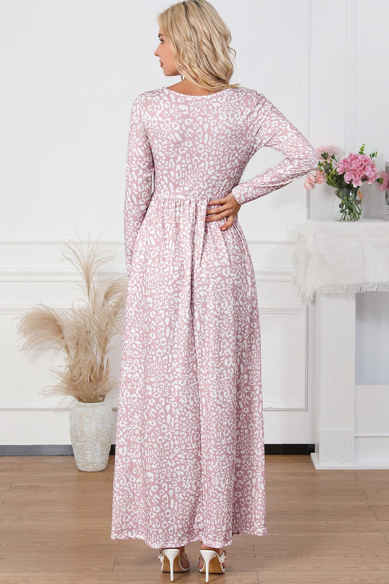 KaleaBoutique Animal Print Long Sleeve Empire Waist Maxi Dress - KaleaBoutique.com