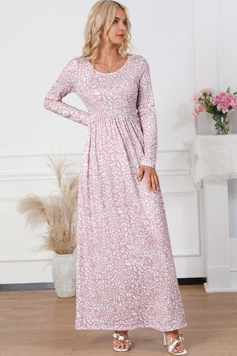 KaleaBoutique Animal Print Long Sleeve Empire Waist Maxi Dress - KaleaBoutique.com