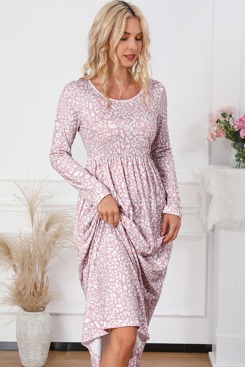 KaleaBoutique Animal Print Long Sleeve Empire Waist Maxi Dress - KaleaBoutique.com