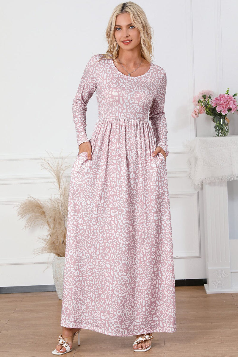 KaleaBoutique Animal Print Long Sleeve Empire Waist Maxi Dress - KaleaBoutique.com