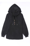 KaleaBoutique Black Buttoned High and Low Hem Hoodie - KaleaBoutique.com