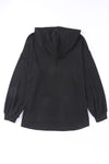 KaleaBoutique Black Buttoned High and Low Hem Hoodie - KaleaBoutique.com