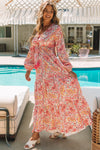 KaleaBoutique Boho Holiday Paisley Print Tiered Long Sleeve Maxi Dress - KaleaBoutique.com