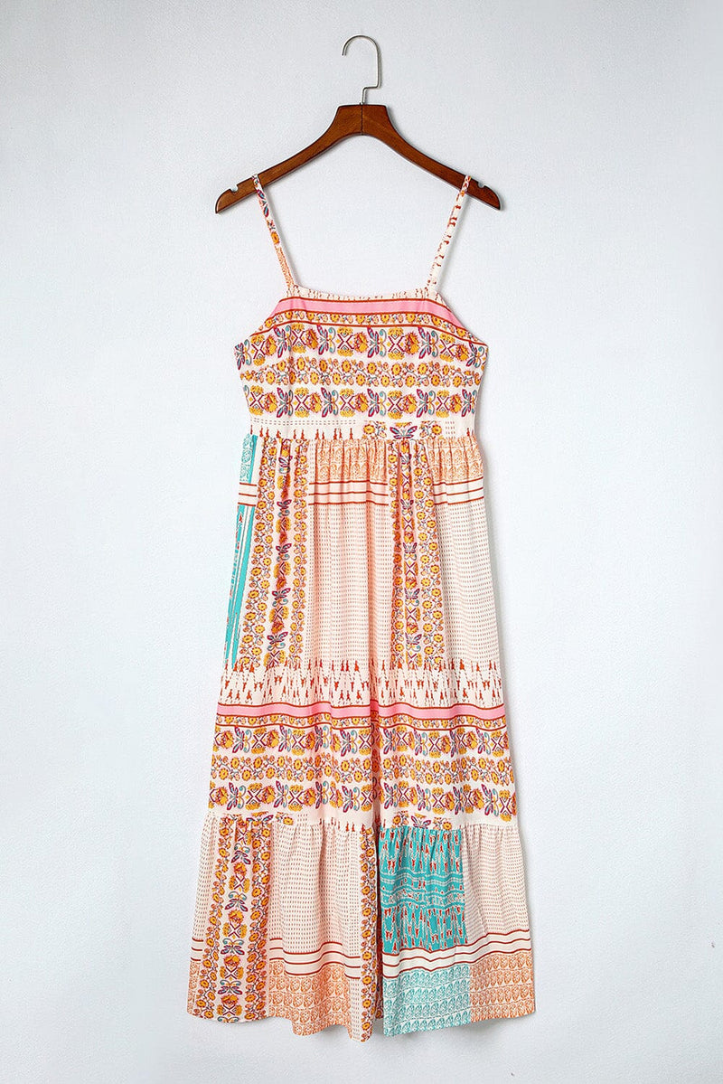 KaleaBoutique Boho Patchwork Print Square Neck Sundress - KaleaBoutique.com