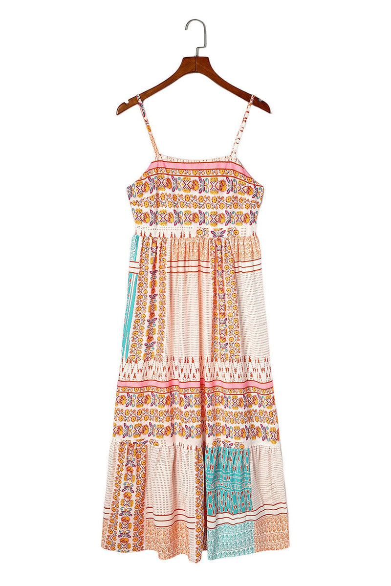 KaleaBoutique Boho Patchwork Print Square Neck Sundress - KaleaBoutique.com