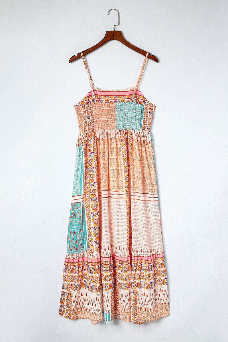 KaleaBoutique Boho Patchwork Print Square Neck Sundress - KaleaBoutique.com