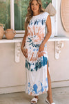 KaleaBoutique Cap Sleeve Tie Dye Long Slit Dress - KaleaBoutique.com