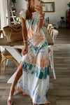 KaleaBoutique Cap Sleeve Tie Dye Long Slit Dress - KaleaBoutique.com