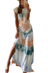 KaleaBoutique Cap Sleeve Tie Dye Long Slit Dress - KaleaBoutique.com