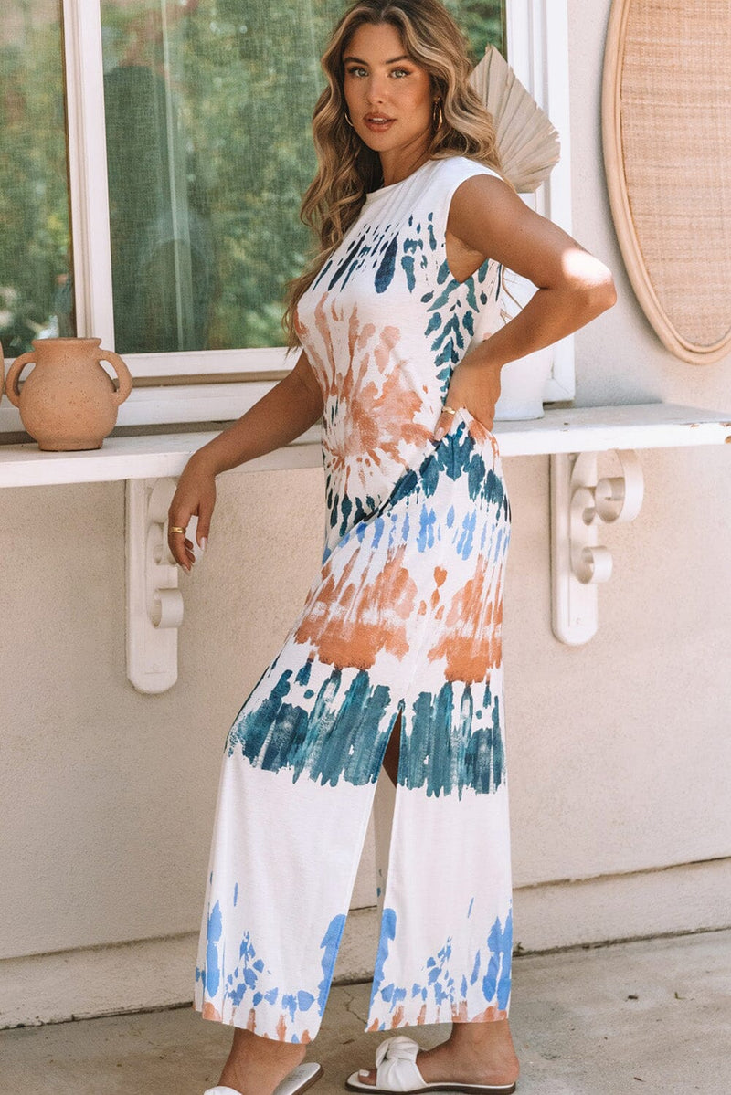 KaleaBoutique Cap Sleeve Tie Dye Long Slit Dress - KaleaBoutique.com