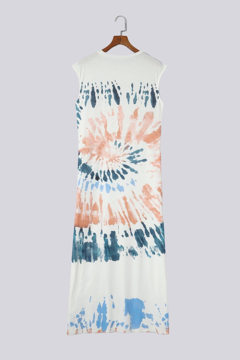 KaleaBoutique Cap Sleeve Tie Dye Long Slit Dress - KaleaBoutique.com