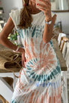 KaleaBoutique Cap Sleeve Tie Dye Long Slit Dress - KaleaBoutique.com