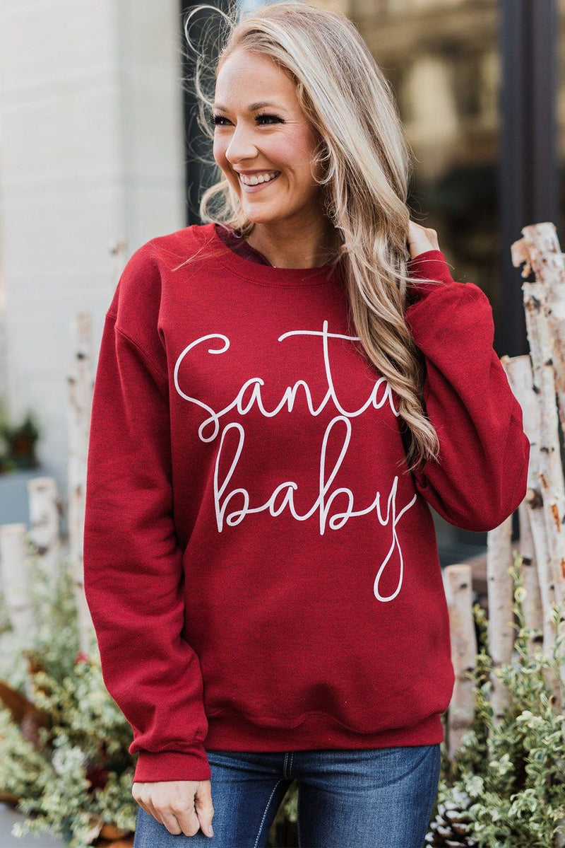 KaleaBoutique Christmas Santa Baby Print Pullover Sweatshirt - KaleaBoutique.com