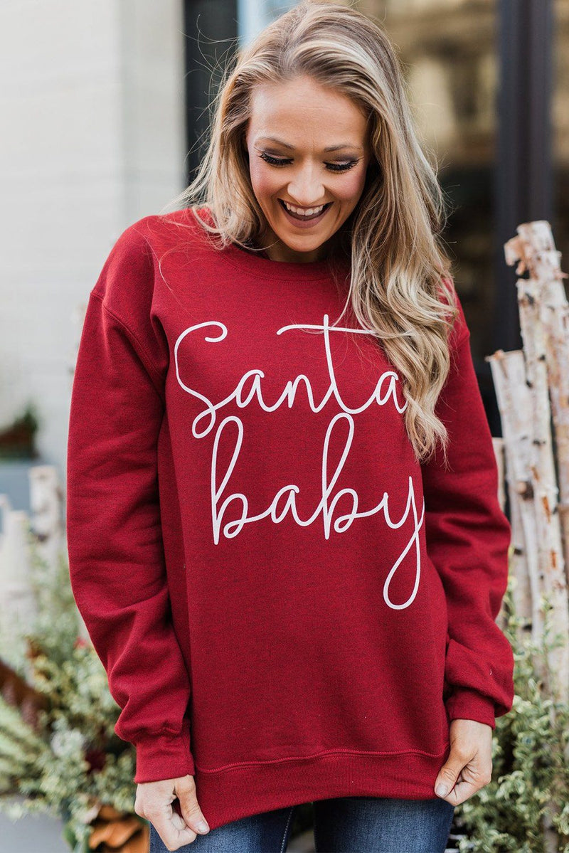 KaleaBoutique Christmas Santa Baby Print Pullover Sweatshirt - KaleaBoutique.com