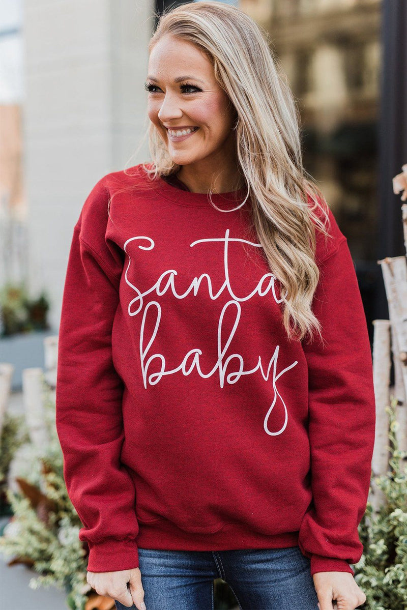 KaleaBoutique Christmas Santa Baby Print Pullover Sweatshirt - KaleaBoutique.com