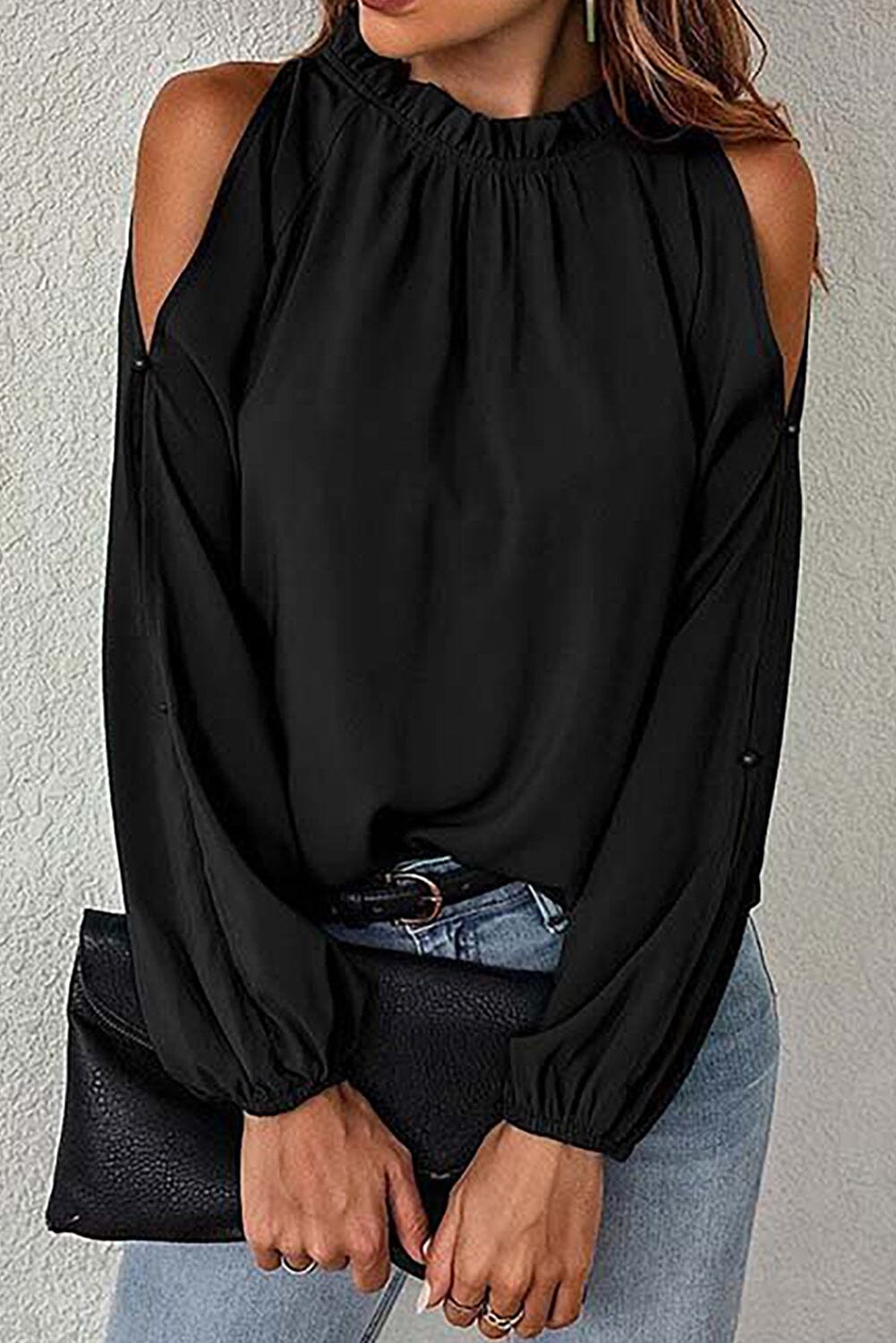 KaleaBoutique Cold Shoulder Bishop Sleeve Blouse - KaleaBoutique.com