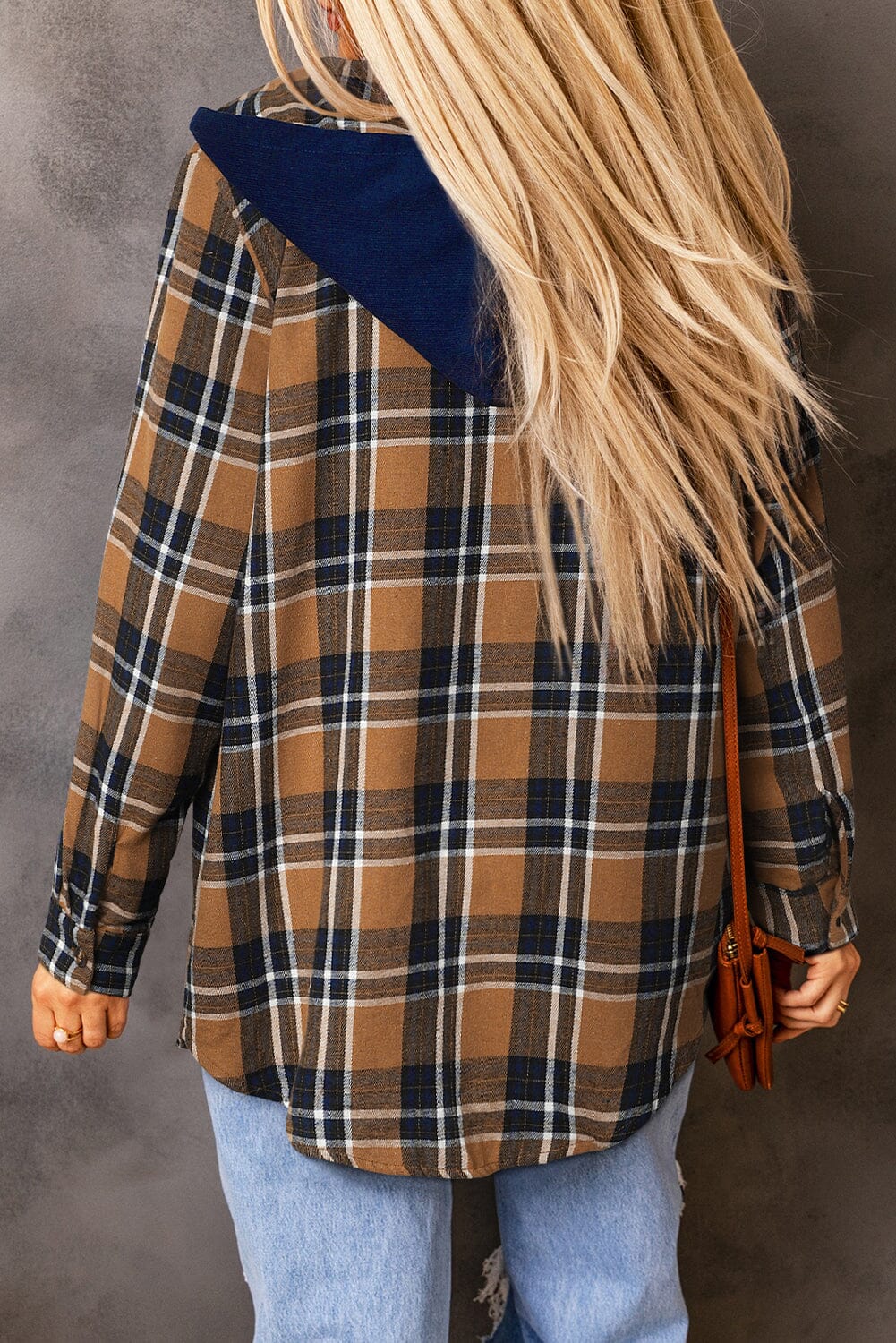 KaleaBoutique Contrast Hooded Drawstring Plaid Shacket - KaleaBoutique.com