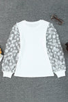 KaleaBoutique Floral Applique Mesh Sleeves Textured Knit Blouse - KaleaBoutique.com