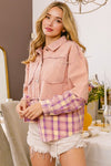 KaleaBoutique Frayed Patchwork Plaid Contrast Jacket - KaleaBoutique.com