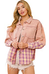 KaleaBoutique Frayed Patchwork Plaid Contrast Jacket - KaleaBoutique.com