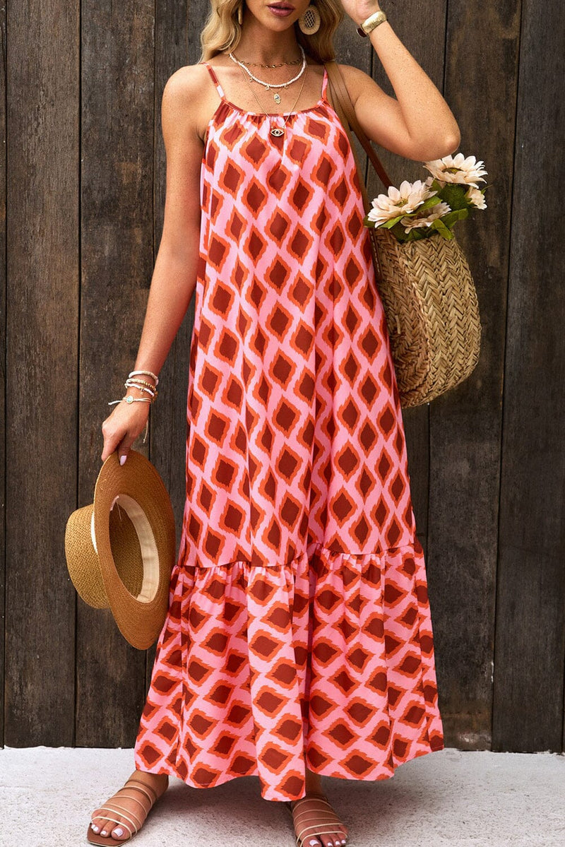 KaleaBoutique Geometric Print Loose Fit Sleeveless Maxi Dress - KaleaBoutique.com