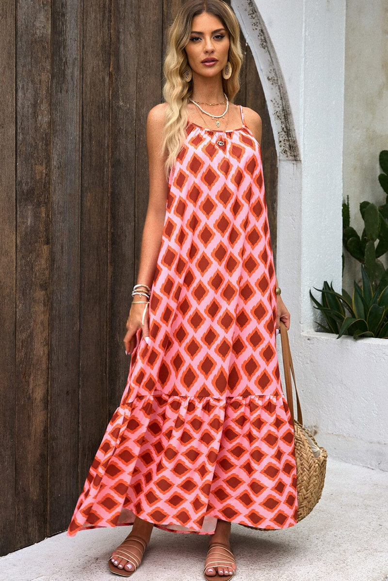 KaleaBoutique Geometric Print Loose Fit Sleeveless Maxi Dress - KaleaBoutique.com